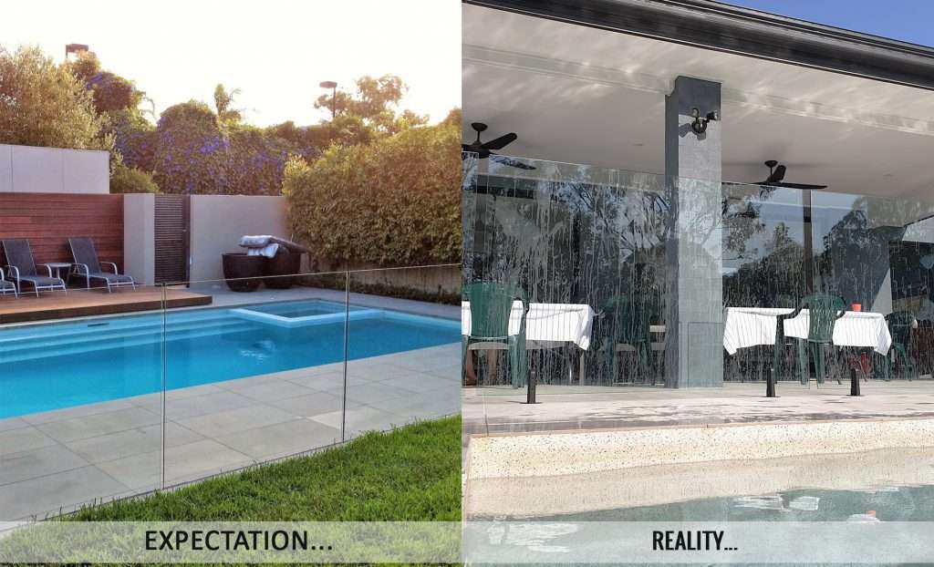 Pool Perf perforated pool fencing compared to glass pool fencing glass fencing vs pool perf - alternative glass fencing perforated and laser cut mesh dot fencing