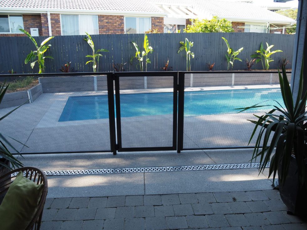 pool perf - perfsafe - matt black - channel fit - polaris hinged gate - coastal gates - Yaroomba - Sunshine Coast - QLD